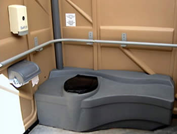 ADA Compliant portable restroom inside seat